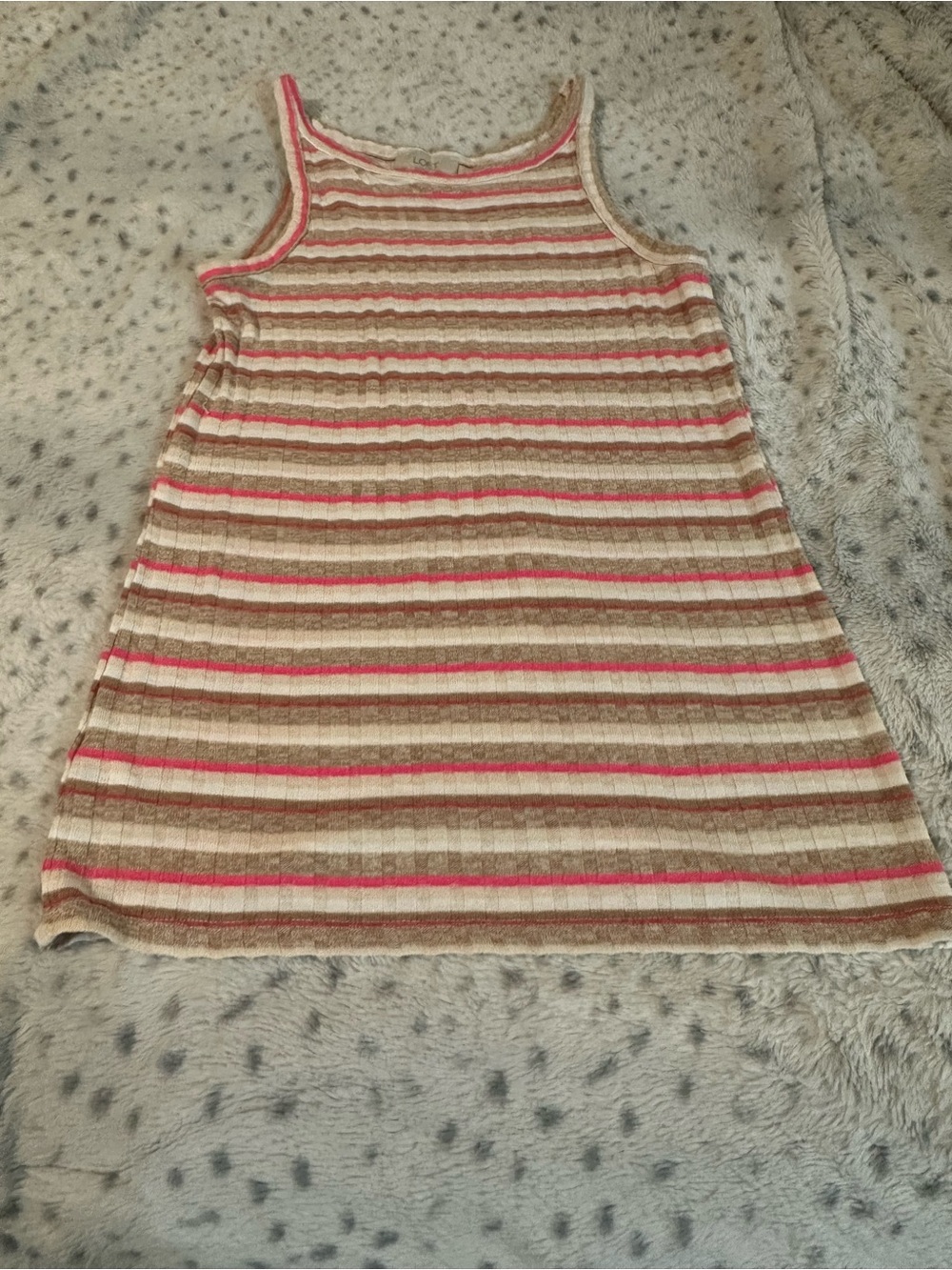 LOFT Striped Knit Tank Dress - Pink, Beige, Cream